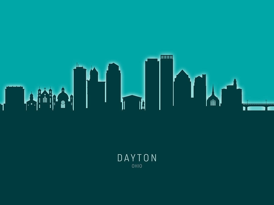 Skyline Digital Art - Dayton Ohio Skyline #23 by Michael Tompsett