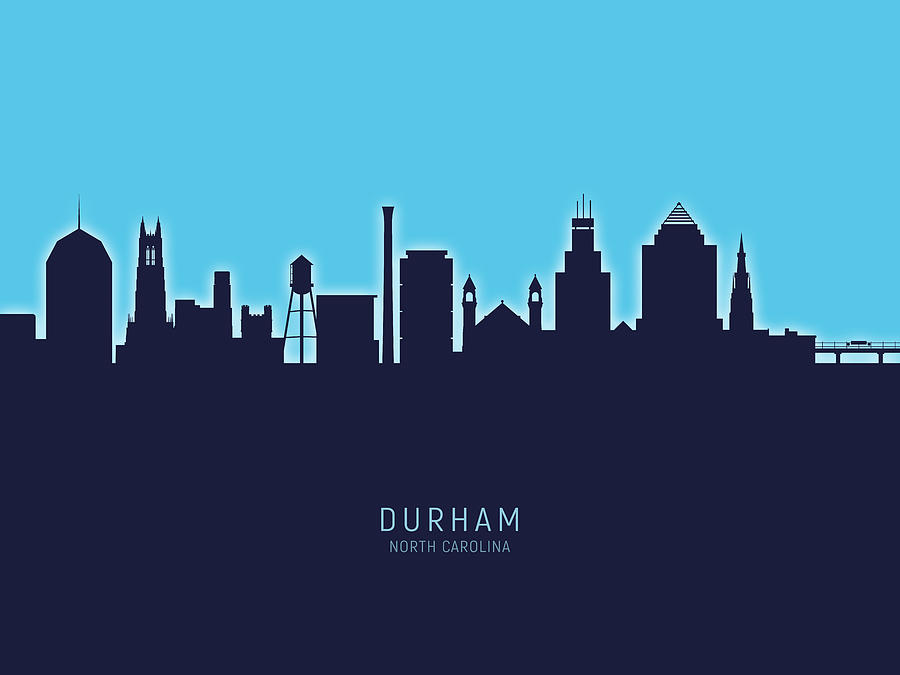 Durham Digital Art - Durham North Carolina Skyline #23 by Michael Tompsett