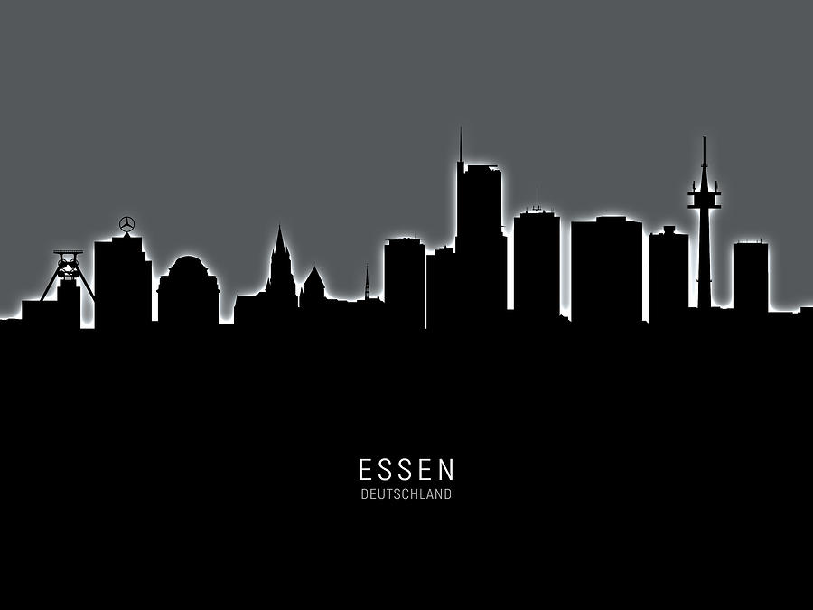 Essen Germany Skyline #23 Digital Art by Michael Tompsett