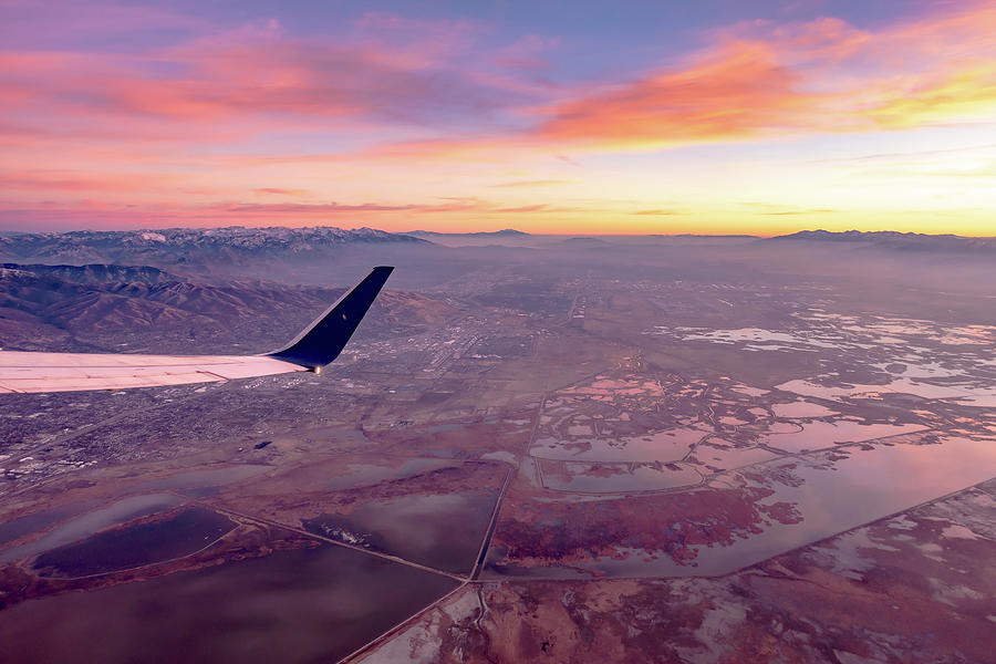Flying Over Rockies In Airplane From Salt Lake City At Sunset #23 Photograph by Alex Grichenko