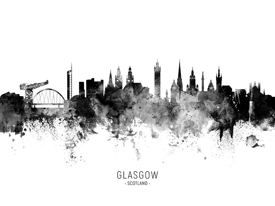 Skyline Digital Art - Glasgow Scotland Skyline #23 by Michael Tompsett