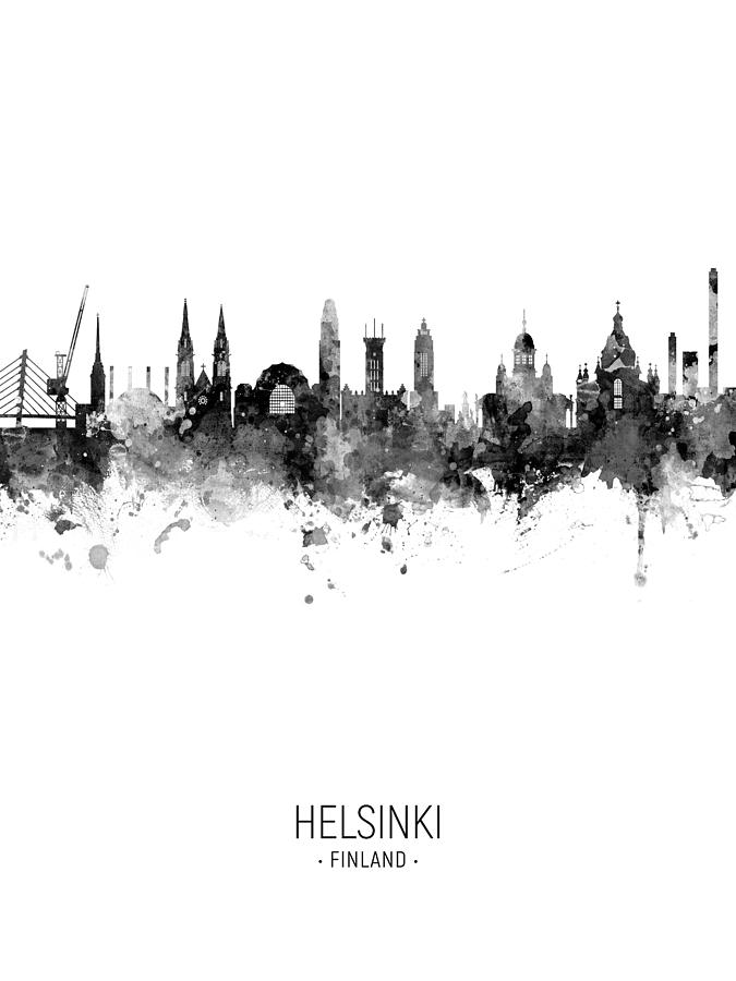 Skyline Digital Art - Helsinki Finland Skyline #23 by Michael Tompsett
