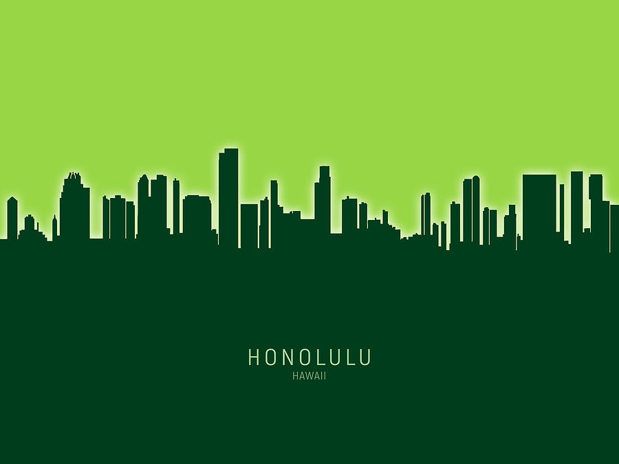 Honolulu Digital Art - Honolulu Hawaii Skyline #23 by Michael Tompsett