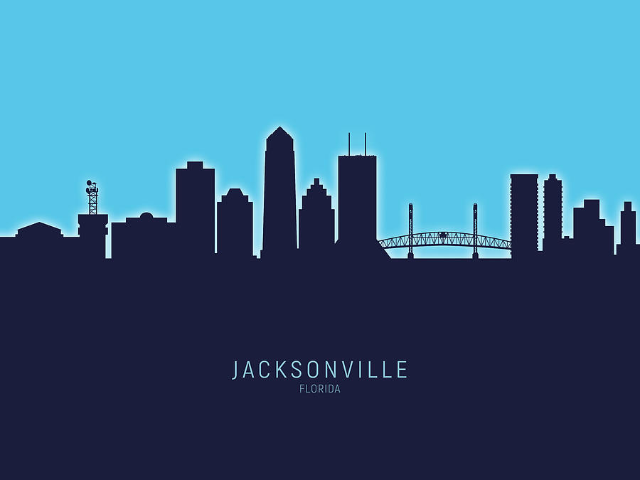 Jacksonville Digital Art - Jacksonville Florida Skyline #23 by Michael Tompsett