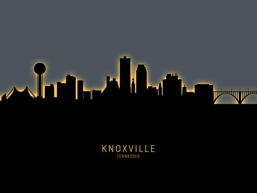 Knoxville Digital Art - Knoxville Tennessee Skyline #23 by Michael Tompsett