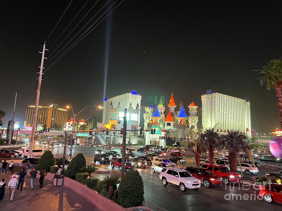 Las Vegas Nevada Night Lights Street Cars Scene Las Vegas Blvd View