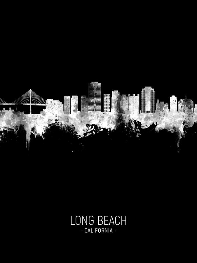Long Beach Digital Art - Long Beach California Skyline #23 by Michael Tompsett