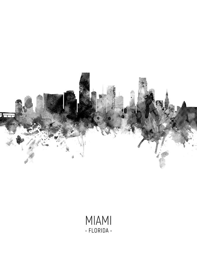 Miami Florida Skyline #23 Digital Art by Michael Tompsett
