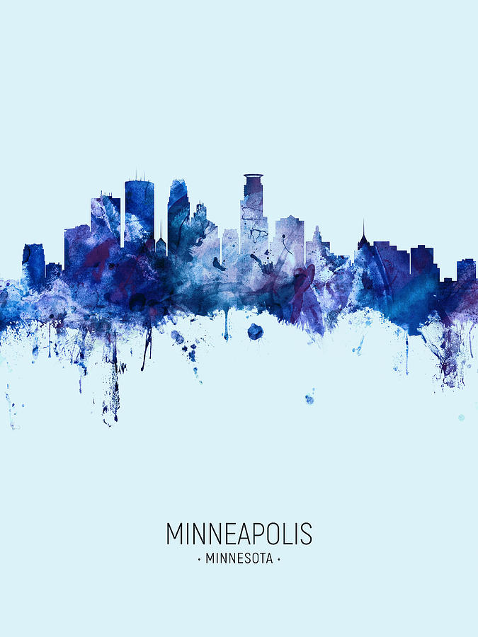 Minneapolis Minnesota Skyline #23 Digital Art by Michael Tompsett ...