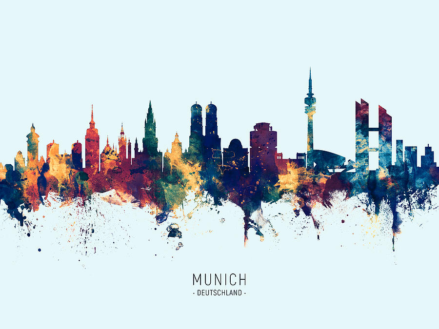 Munich Germany Skyline #23 Digital Art by Michael Tompsett