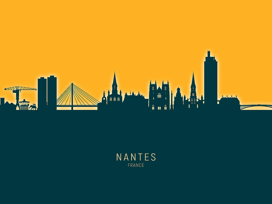 Nantes France Skyline #23 Digital Art by Michael Tompsett