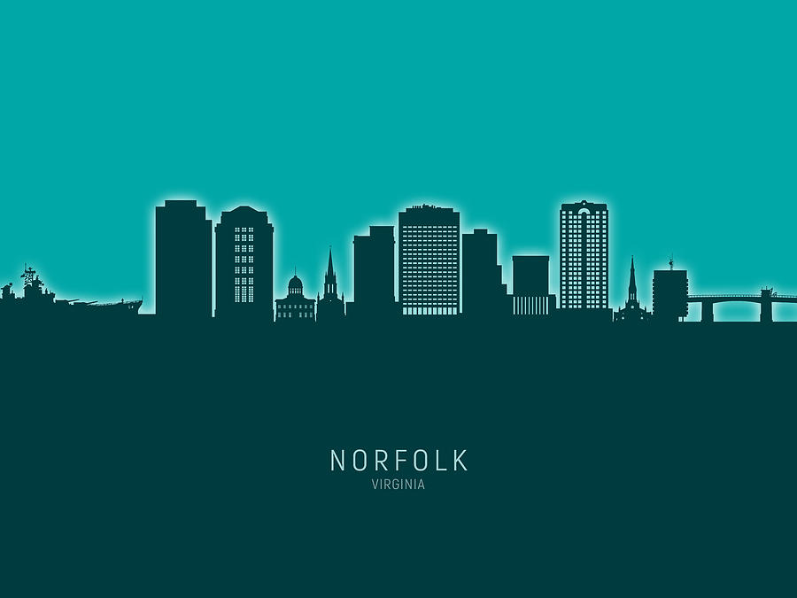 Norfolk Virginia Skyline #22 Digital Art by Michael Tompsett