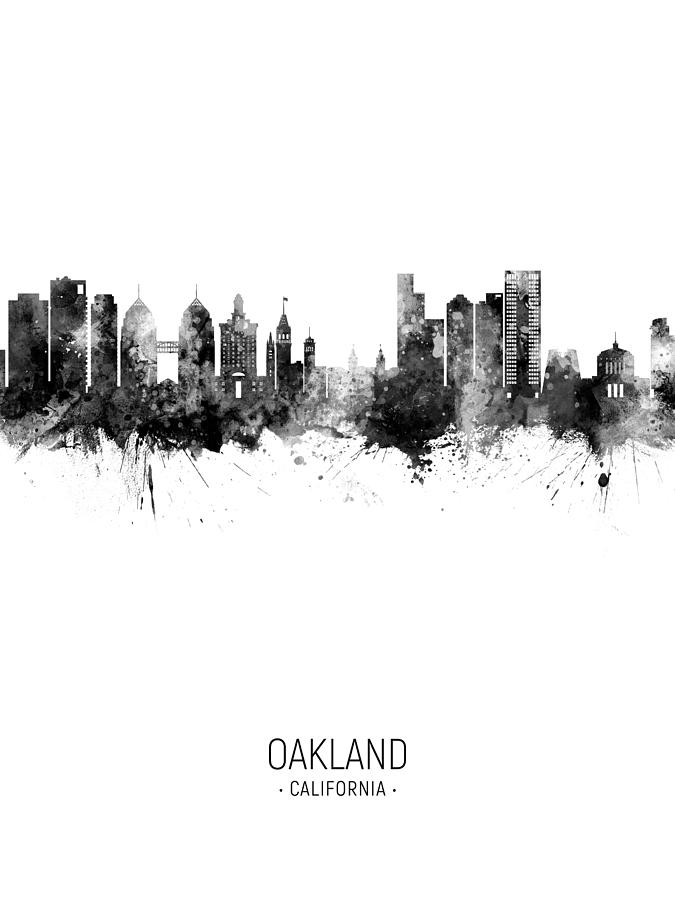 Oakland Digital Art - Oakland California Skyline #23 by Michael Tompsett