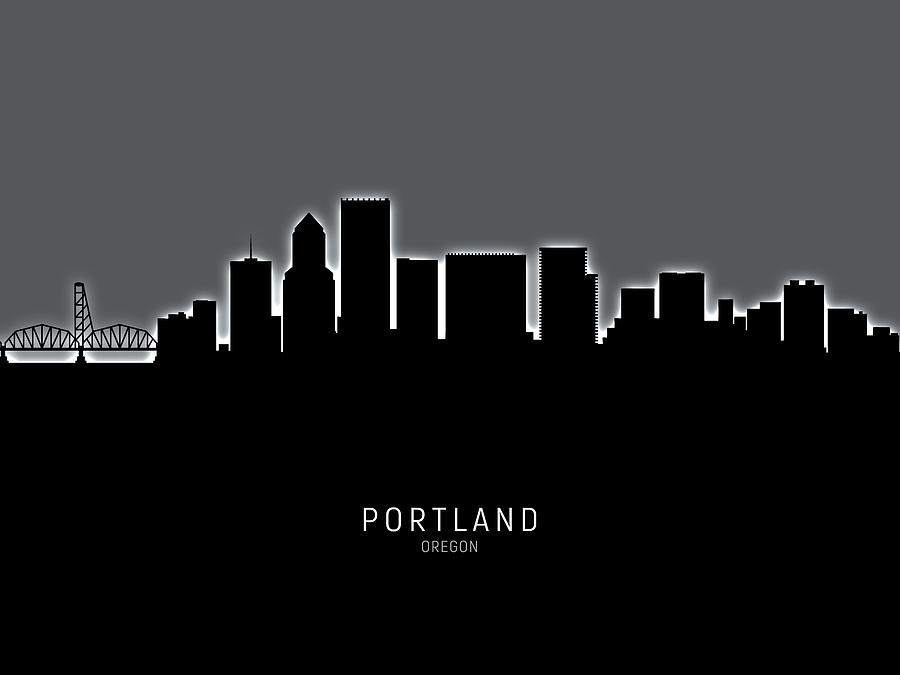 Portland Oregon Skyline #23 Digital Art by Michael Tompsett