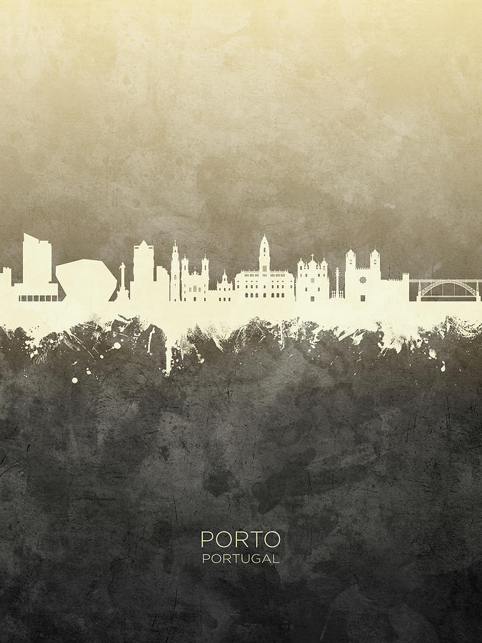 Skyline Digital Art - Porto Portugal Skyline #23 by Michael Tompsett