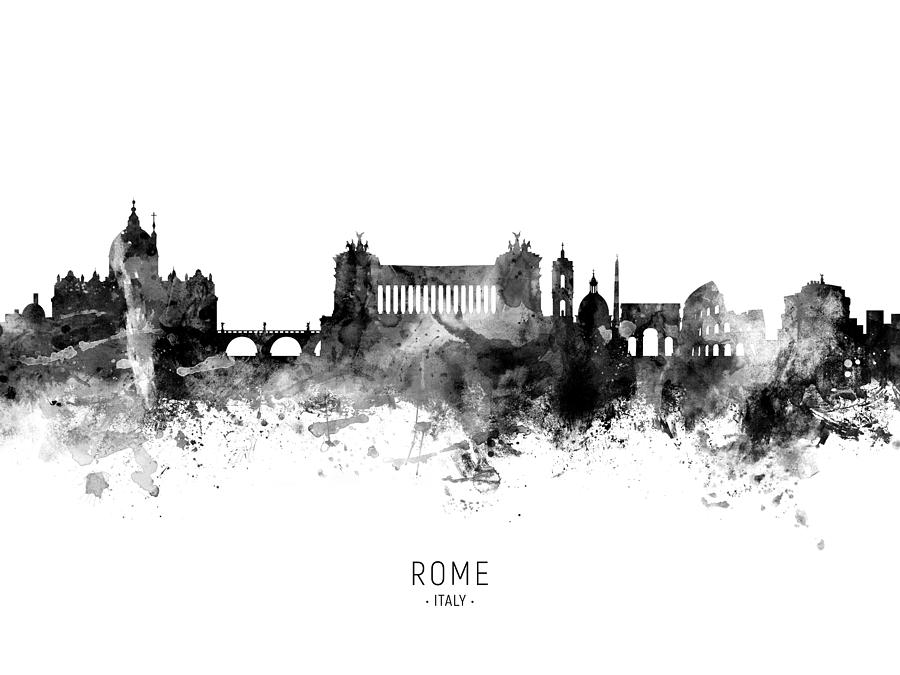 Skyline Digital Art - Rome Italy Skyline #23 by Michael Tompsett