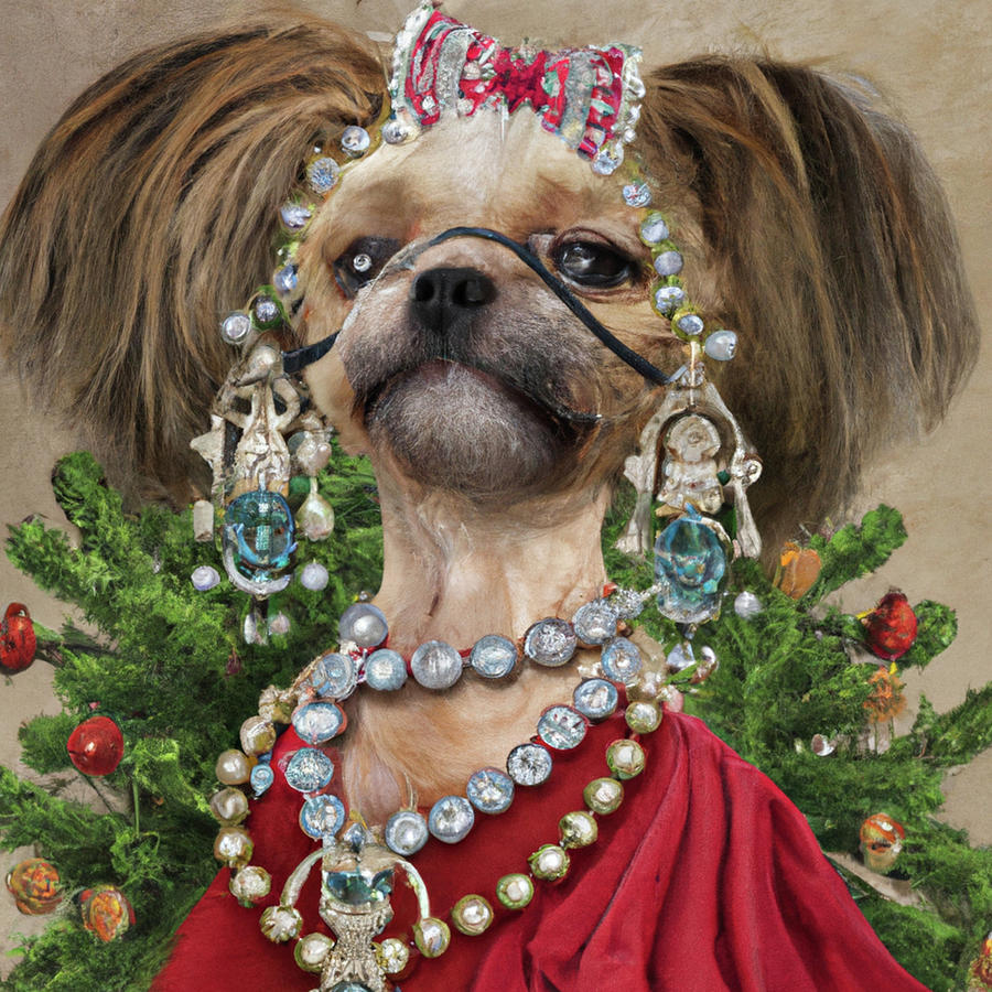 Royal, Ugly Christmas, Pet Portrait, Royal Dog Painting, Animal, King Portrait, Classic Pet Portrait #23 Painting by Ricki Mountain