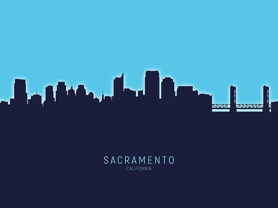 Sacramento Digital Art - Sacramento California Skyline #23 by Michael Tompsett