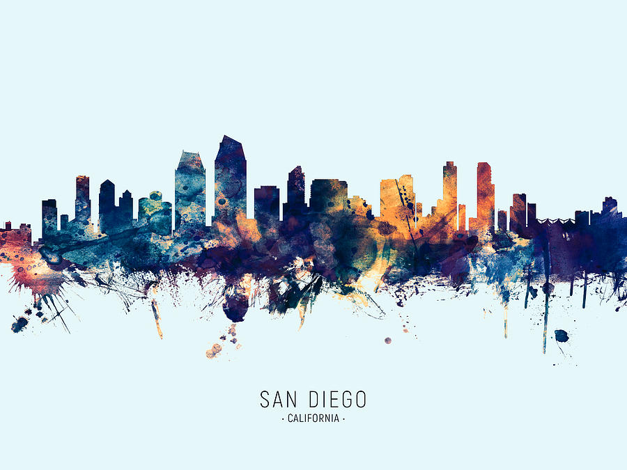 San Diego California Skyline #23 Digital Art by Michael Tompsett