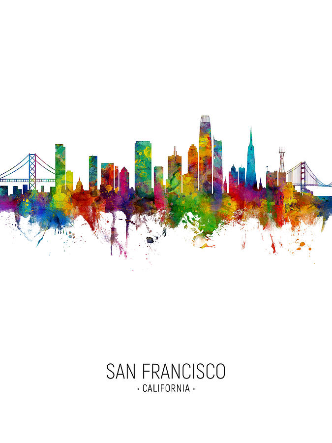 San Francisco California Skyline #23 Digital Art by Michael Tompsett