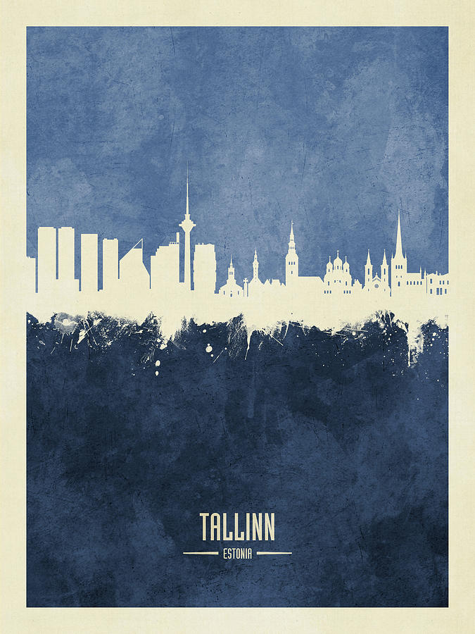 Skyline Digital Art - Tallinn Estonia Skyline #23 by Michael Tompsett