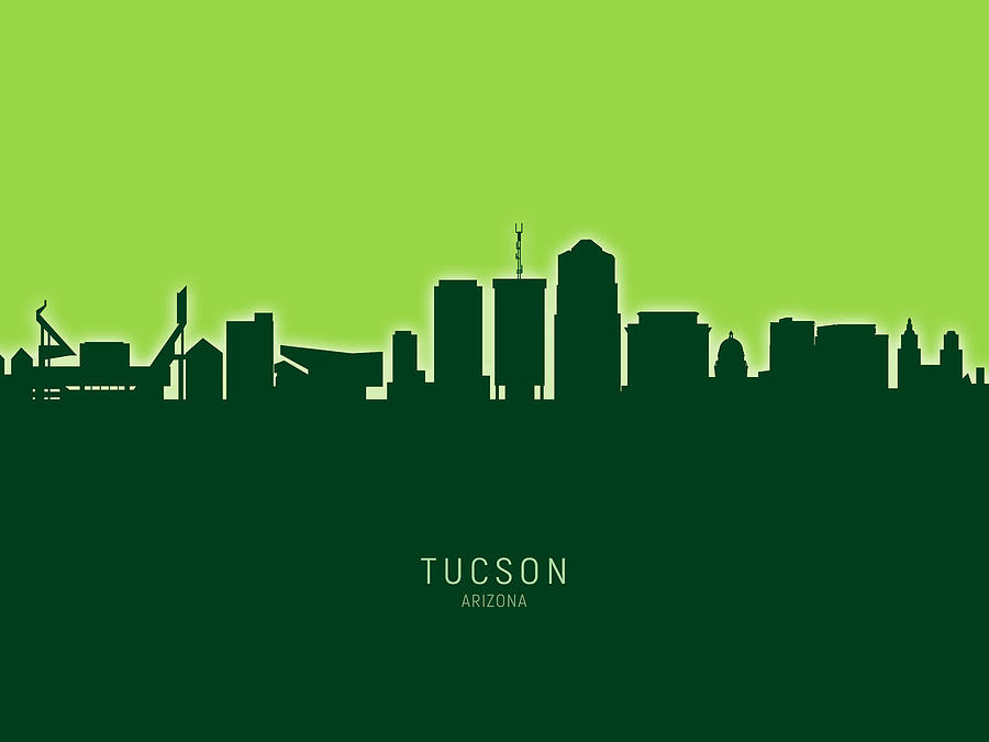 Tucson Digital Art - Tucson Arizona Skyline #23 by Michael Tompsett