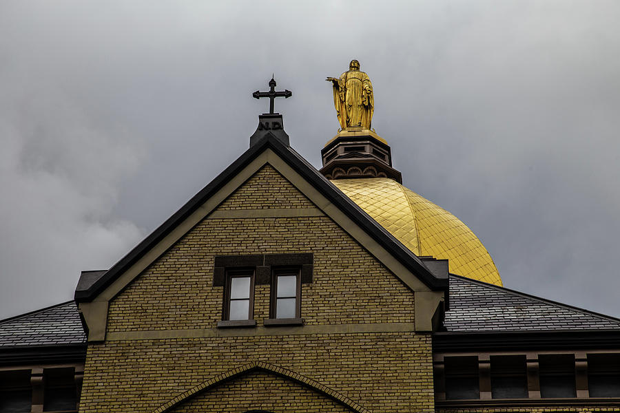 Close up view of the Golden Dome at University of Notre Dame Photograph by Eldon McGraw