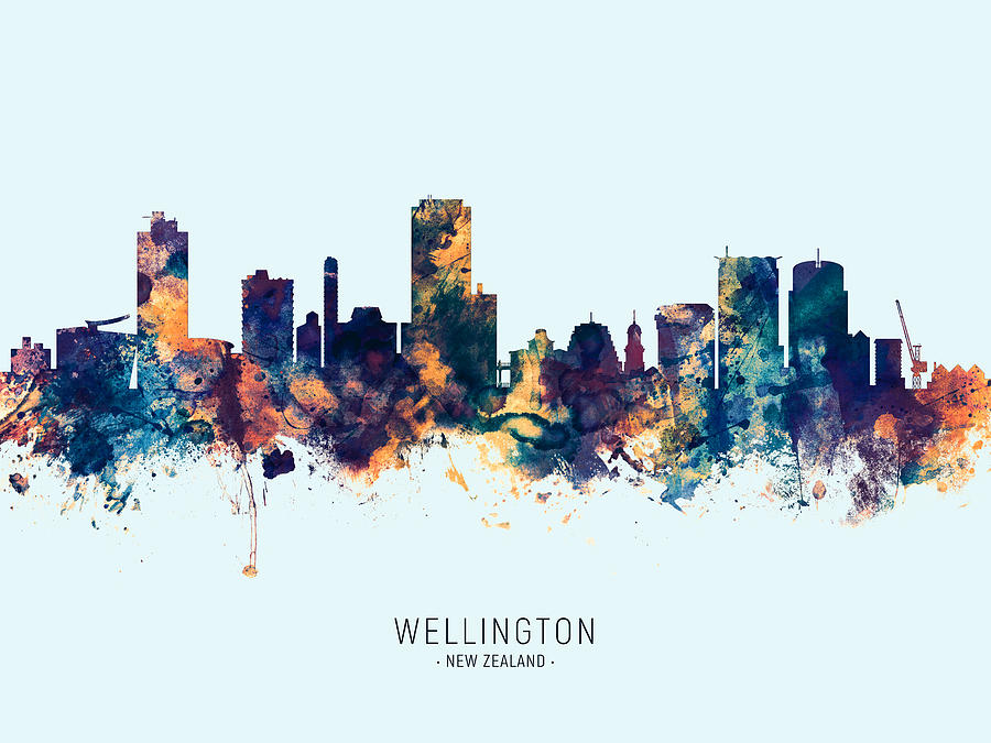 Skyline Digital Art - Wellington New Zealand Skyline #23 by Michael Tompsett
