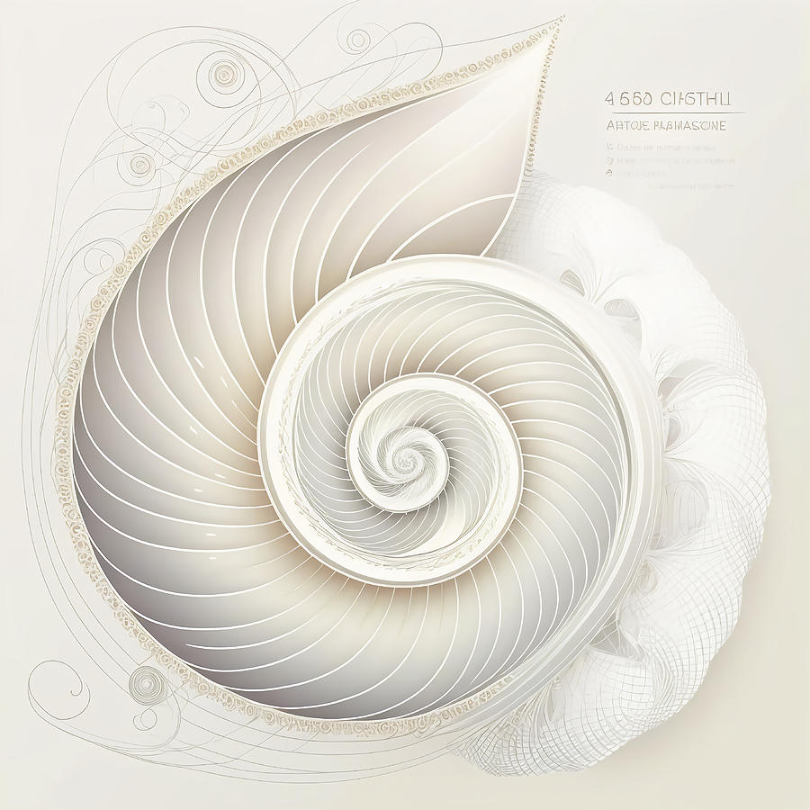 White Pearl Fibonacci Golden Ratio Style #22 Drawing by RAGANA Design ...