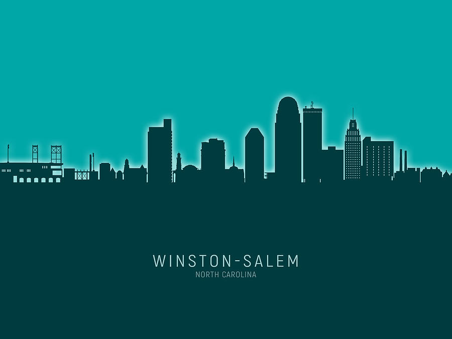 Winston-salem Digital Art - Winston-Salem North Carolina Skyline #23 by Michael Tompsett