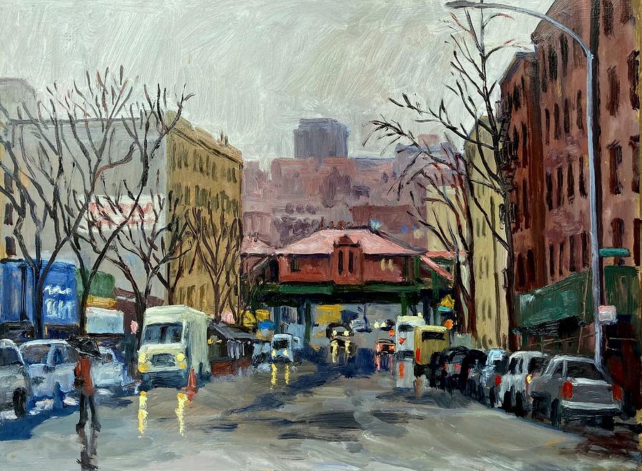 Thor Painting - 238th Street Rain/Bronx/NYC Cityscape Painting by Thor Wickstrom