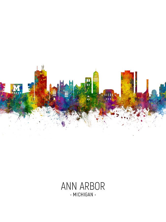 Ann Arbor Michigan Skyline #24 Digital Art by Michael Tompsett