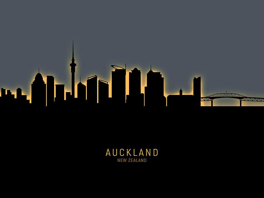 Skyline Digital Art - Auckland New Zealand Skyline #24 by Michael Tompsett