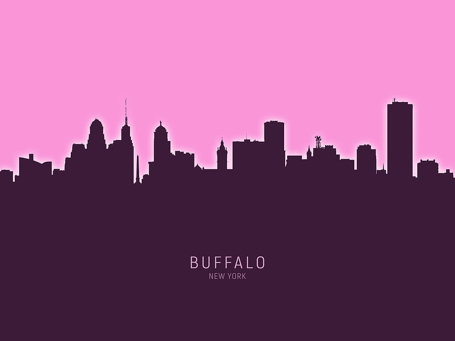 Buffalo Digital Art - Buffalo New York Skyline #24 by Michael Tompsett