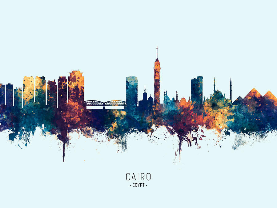 Skyline Digital Art - Cairo Egypt Skyline #24 by Michael Tompsett