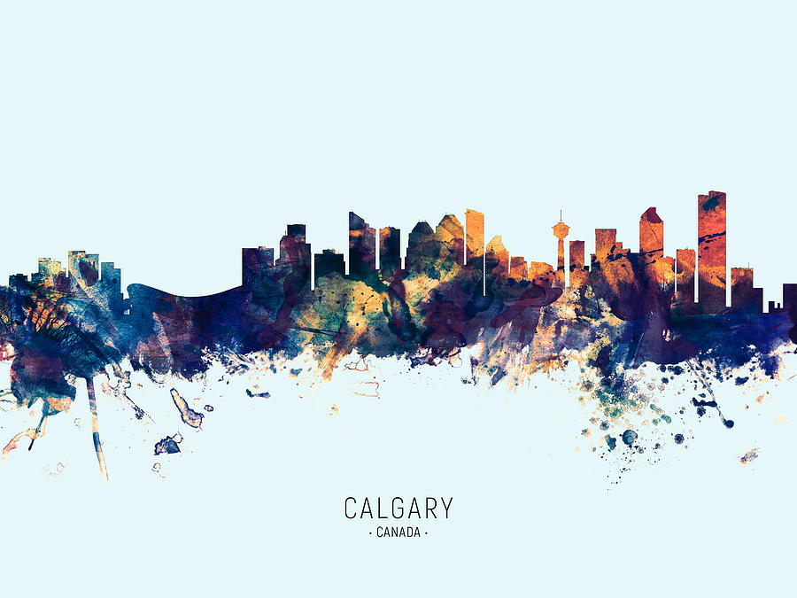 Skyline Digital Art - Calgary Canada Skyline #24 by Michael Tompsett