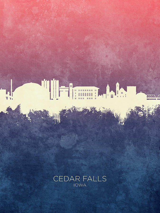 Skyline Digital Art - Cedar Falls Iowa Skyline #24 by Michael Tompsett