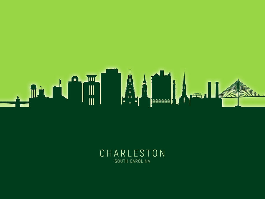 Skyline Digital Art - Charleston South Carolina Skyline #24 by Michael Tompsett