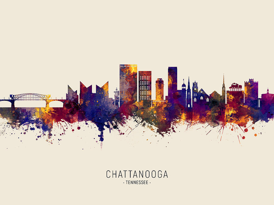 Chattanooga Tennessee Skyline #24 Digital Art by Michael Tompsett