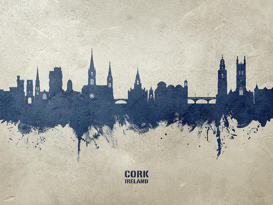 Cork Digital Art - Cork Ireland Skyline #24 by Michael Tompsett