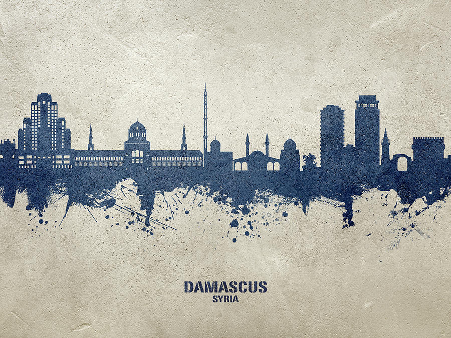 Skyline Digital Art - Damascus Syria Skyline #24 by Michael Tompsett