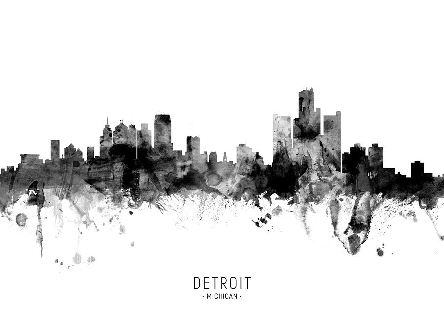 Detroit Michigan Skyline #24 Digital Art by Michael Tompsett