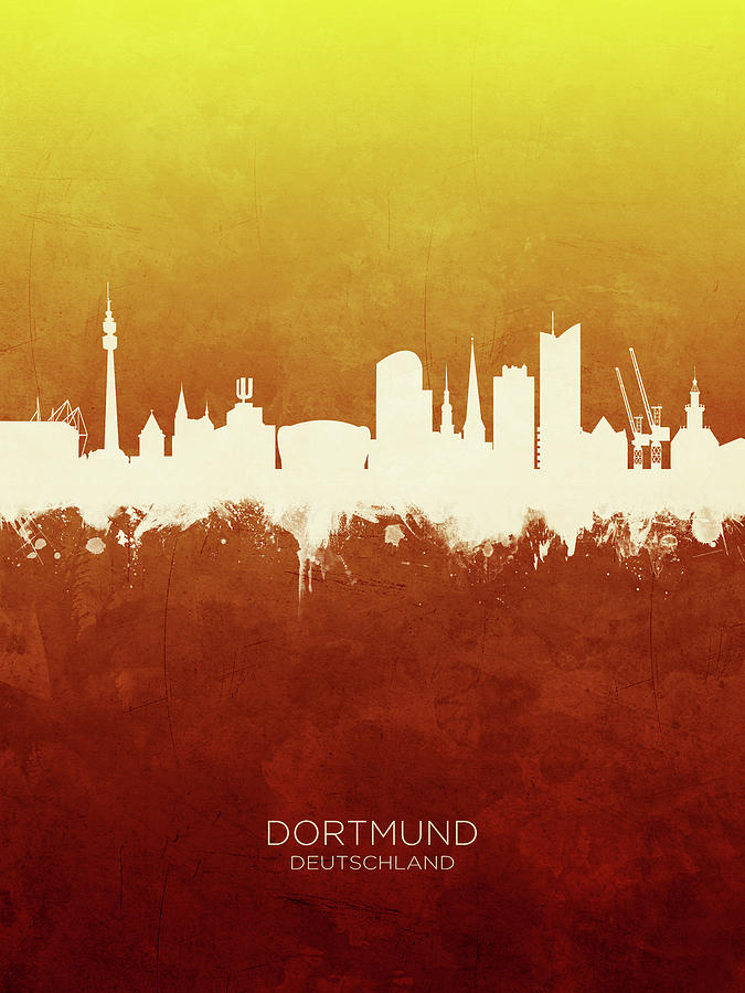 Skyline Digital Art - Dortmund Germany Skyline #24 by Michael Tompsett