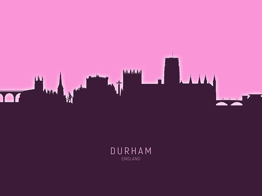 Durham Digital Art - Durham England Skyline Cityscape #24 by Michael Tompsett