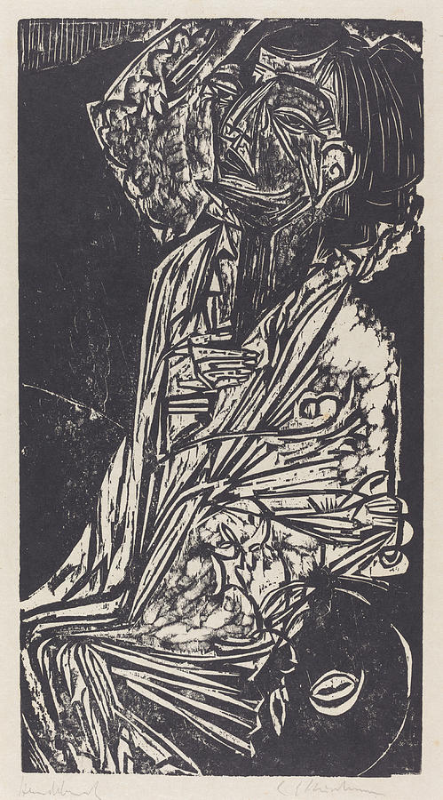 Ernst Ludwig Kirchner, Acrobatic Dance, 1911, woodcut printed in black ...