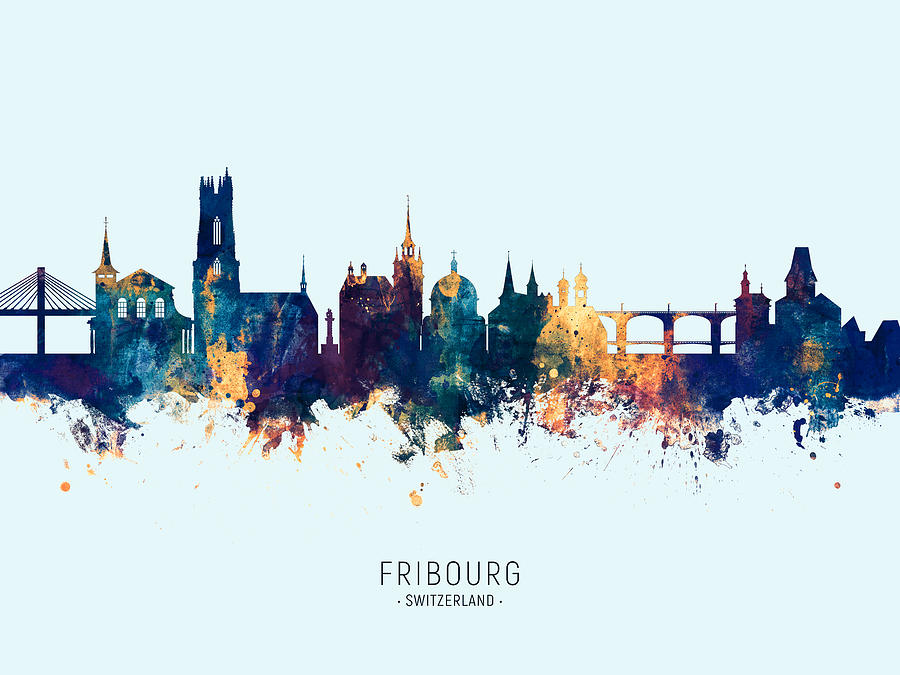 Fribourg Switzerland Skyline #24 Digital Art by Michael Tompsett