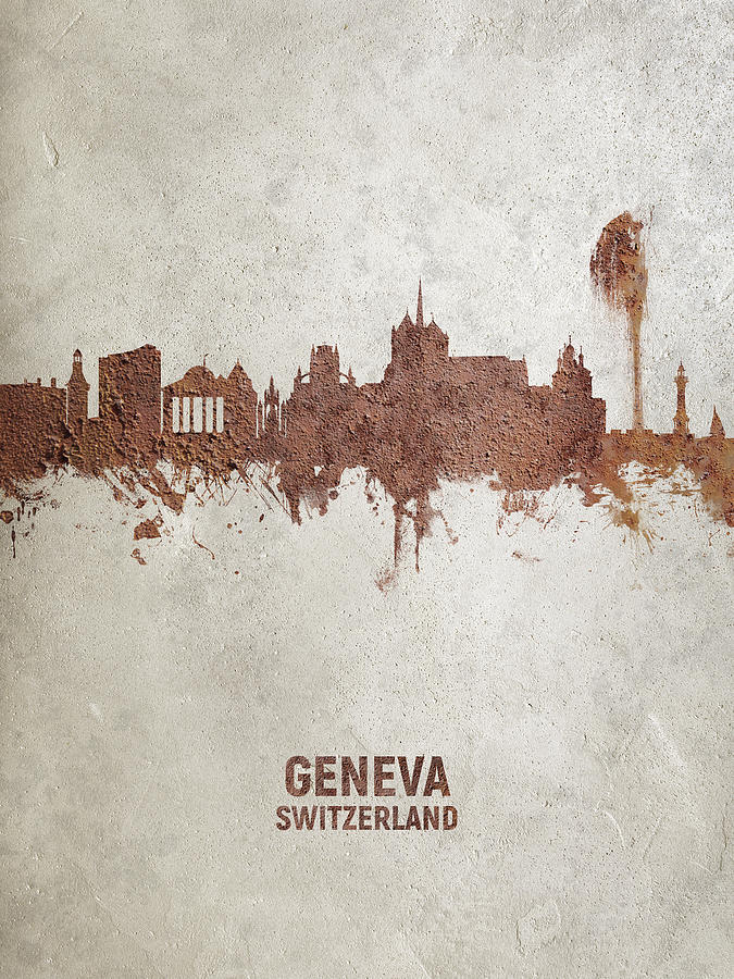 Geneva Switzerland Skyline #24 Digital Art by Michael Tompsett