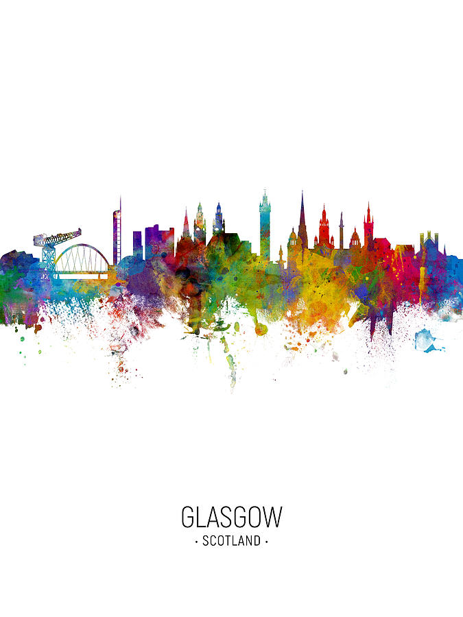 Skyline Digital Art - Glasgow Scotland Skyline #24 by Michael Tompsett