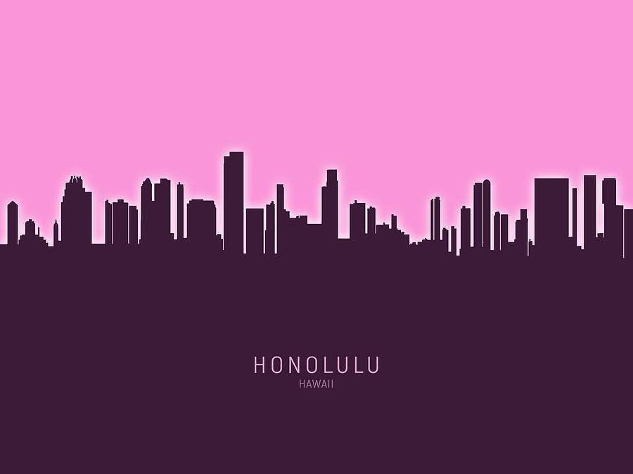 Honolulu Digital Art - Honolulu Hawaii Skyline #24 by Michael Tompsett