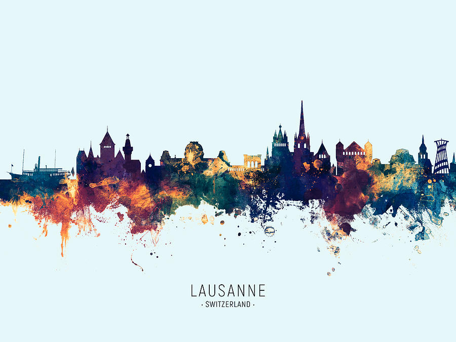 Lausanne Switzerland Skyline #24 Digital Art by Michael Tompsett